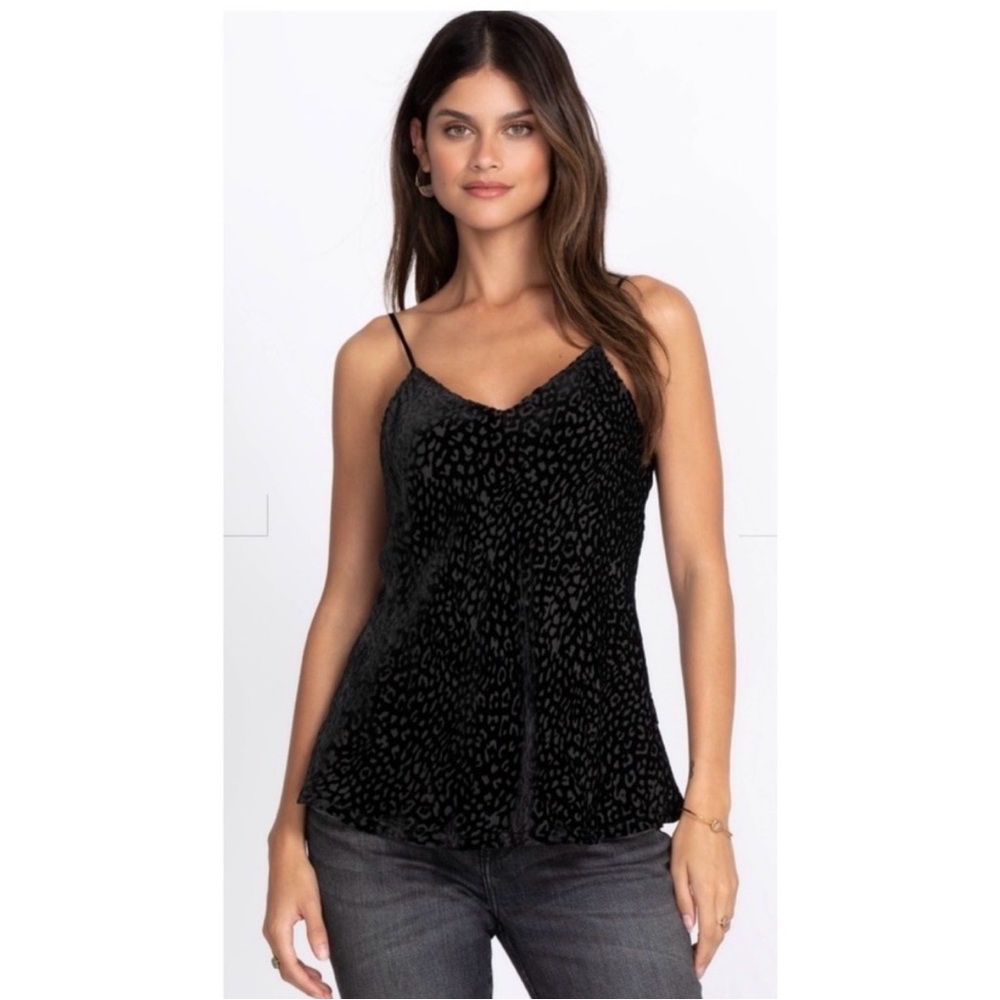 Johnny Was Jane Velvet Cami Tank Top in Leopard Black S